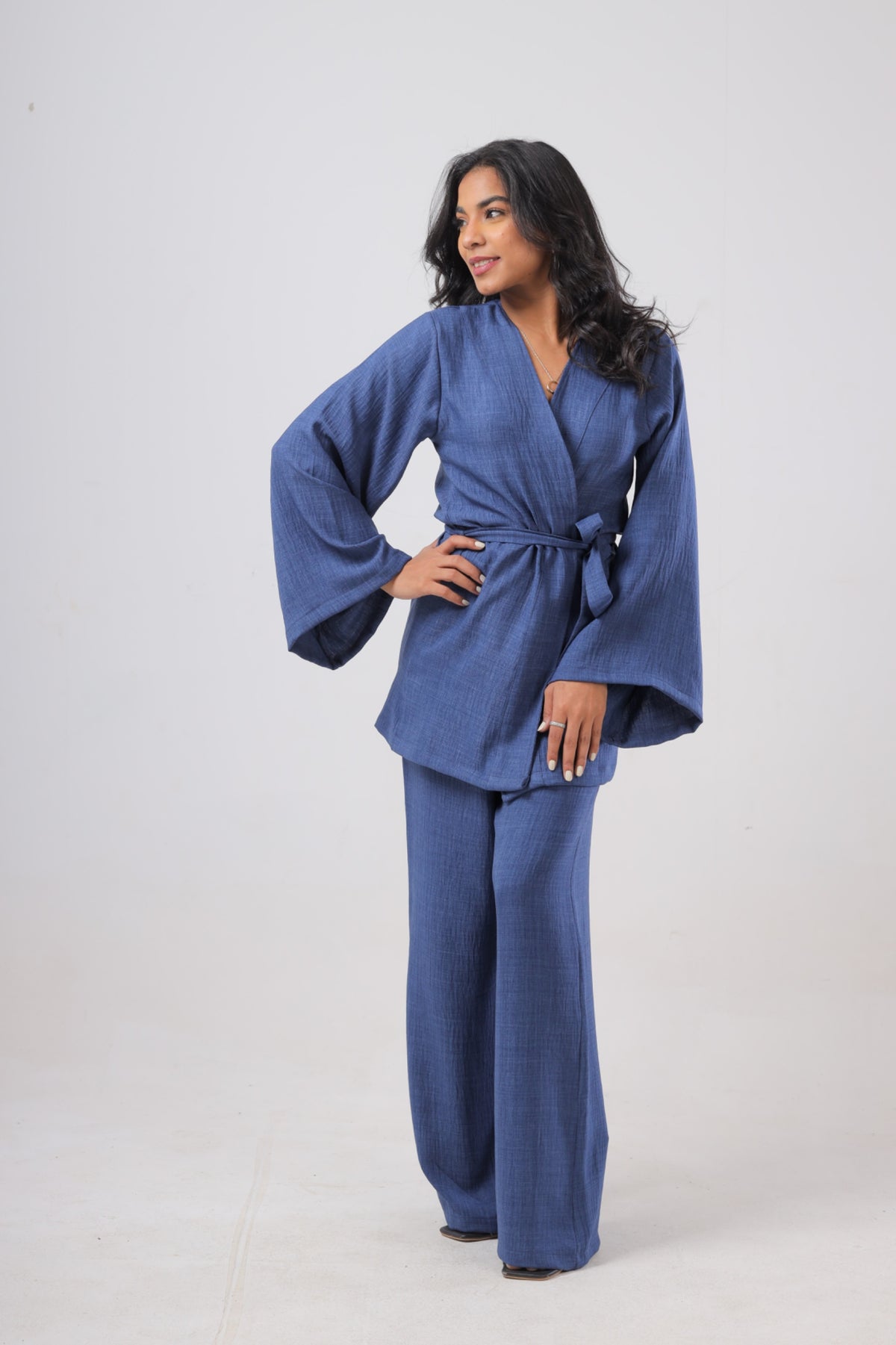 "Shurook" kimono set in Indigo Blue