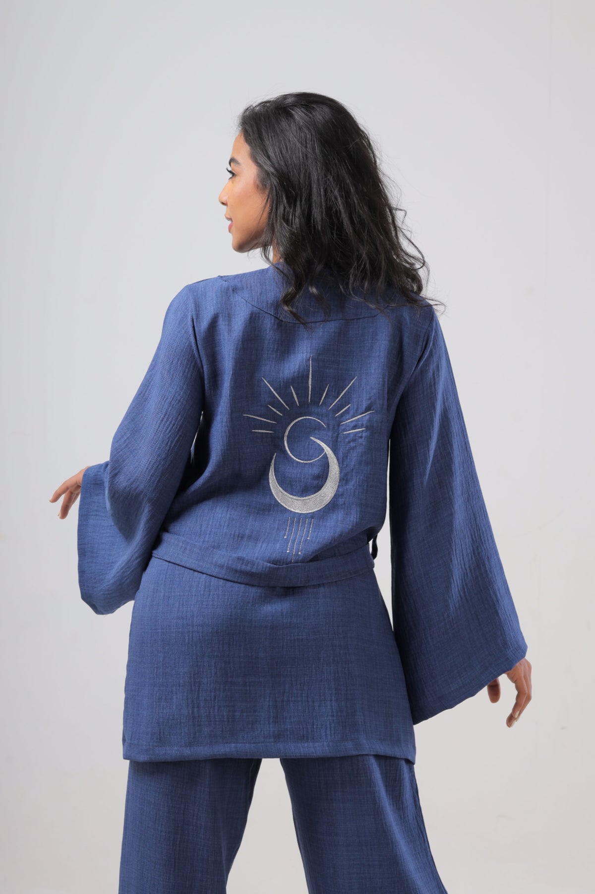 "Shurook" kimono set in Indigo Blue