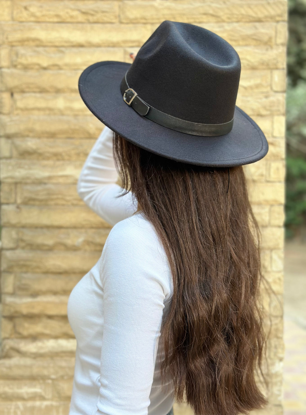 Black Fedora Hat with removable accessory