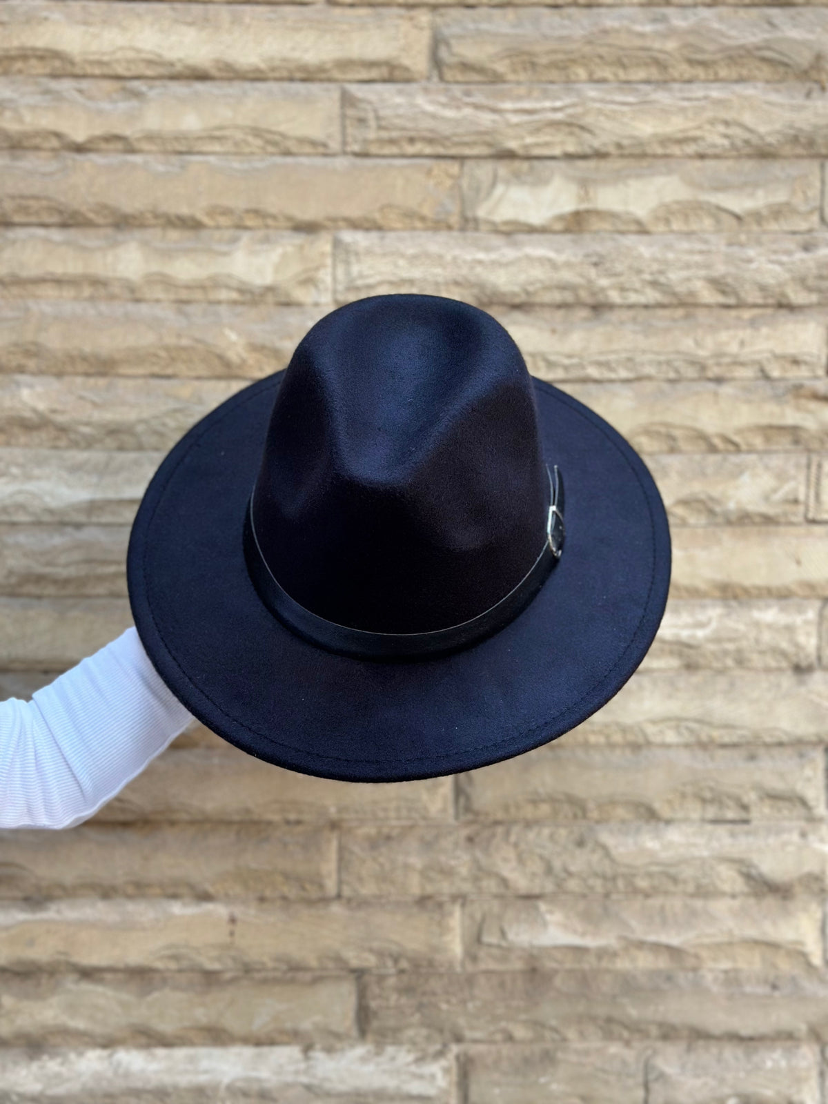 Black Fedora Hat with removable accessory